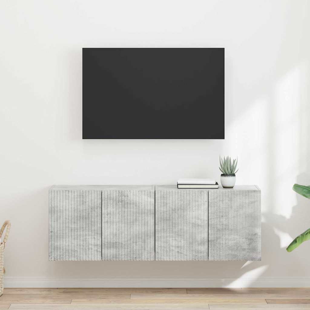 TV Vägghylla 2 pcs Betonggrå 59,5 x 31 x 40 cm Konstruerat trä