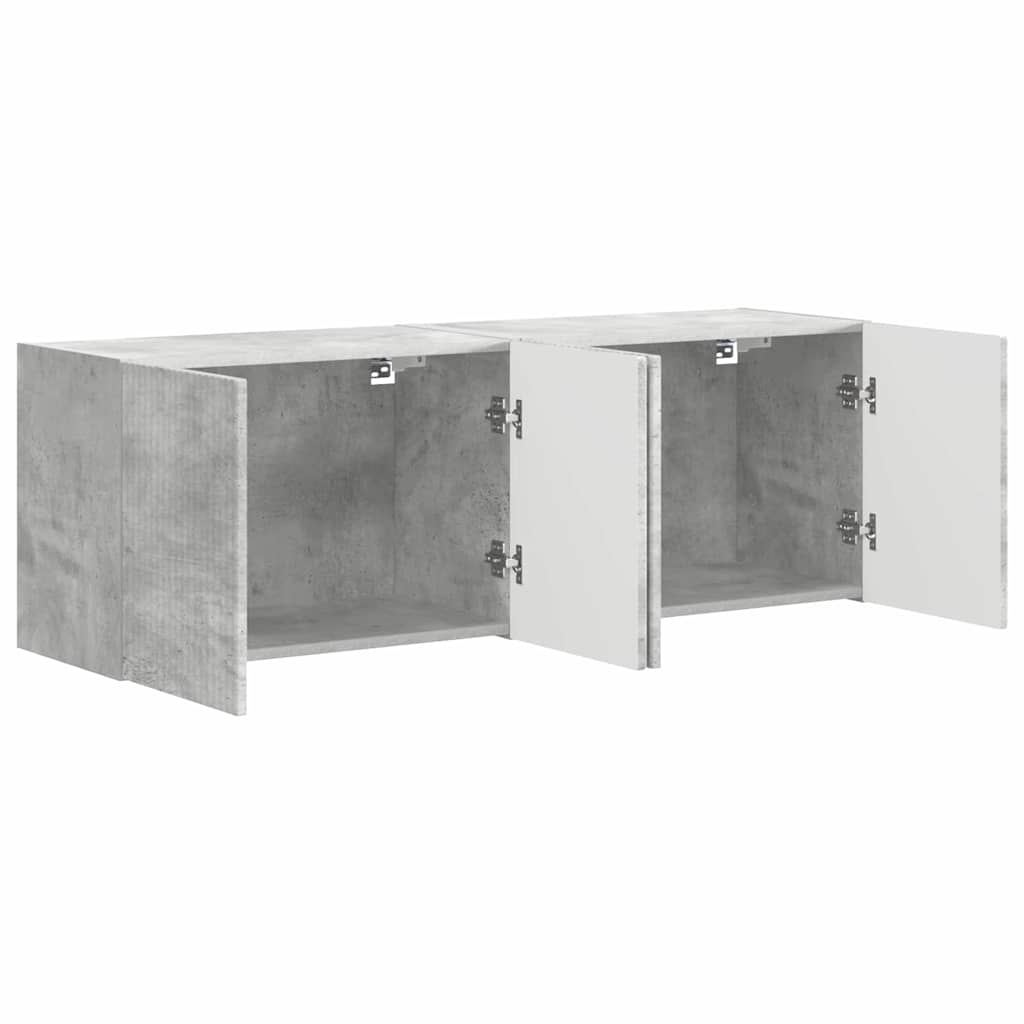 TV Vägghylla 2 pcs Betonggrå 59,5 x 31 x 40 cm Konstruerat trä