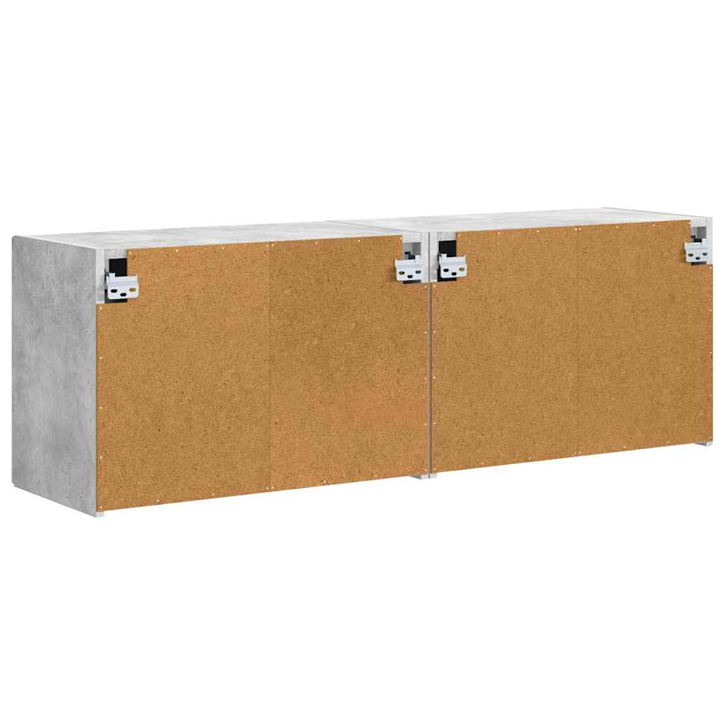 TV Vägghylla 2 pcs Betonggrå 59,5 x 31 x 40 cm Konstruerat trä