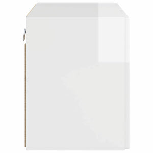 TV Vägghylla Högblanka vita 59,5 x 31 x 40 cm Konstruerat trä