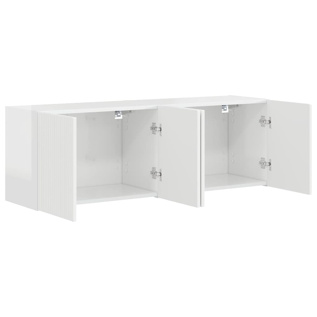 TV Vägghylla 2 pcs Högblanka vita 59,5 x 31 x 40 cm