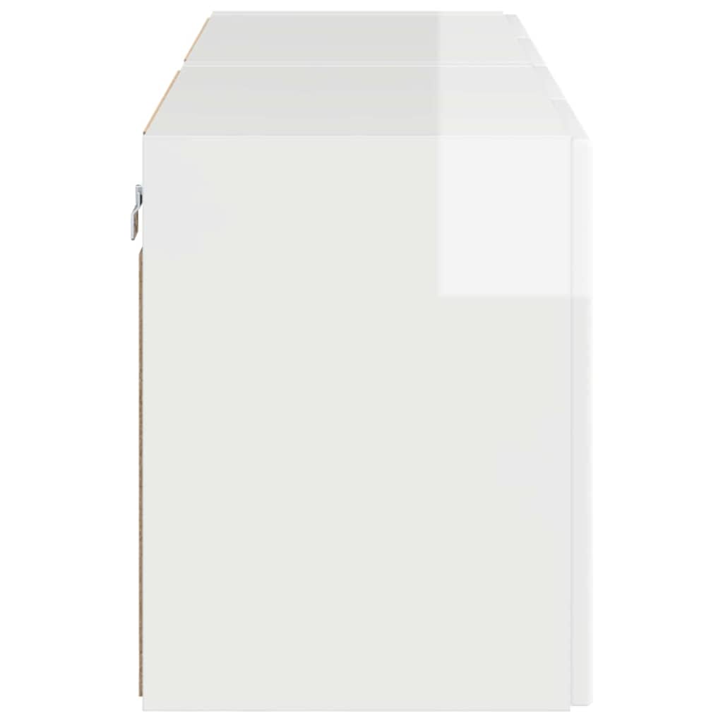 TV Vägghylla 2 pcs Högblanka vita 59,5 x 31 x 40 cm