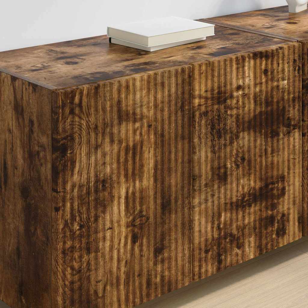 TV Vägghylla 2 pcs Rökt ek 59,5 x 31 x 40 cm Konstruerat trä