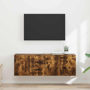 TV Vägghylla 2 pcs Rökt ek 59,5 x 31 x 40 cm Konstruerat trä
