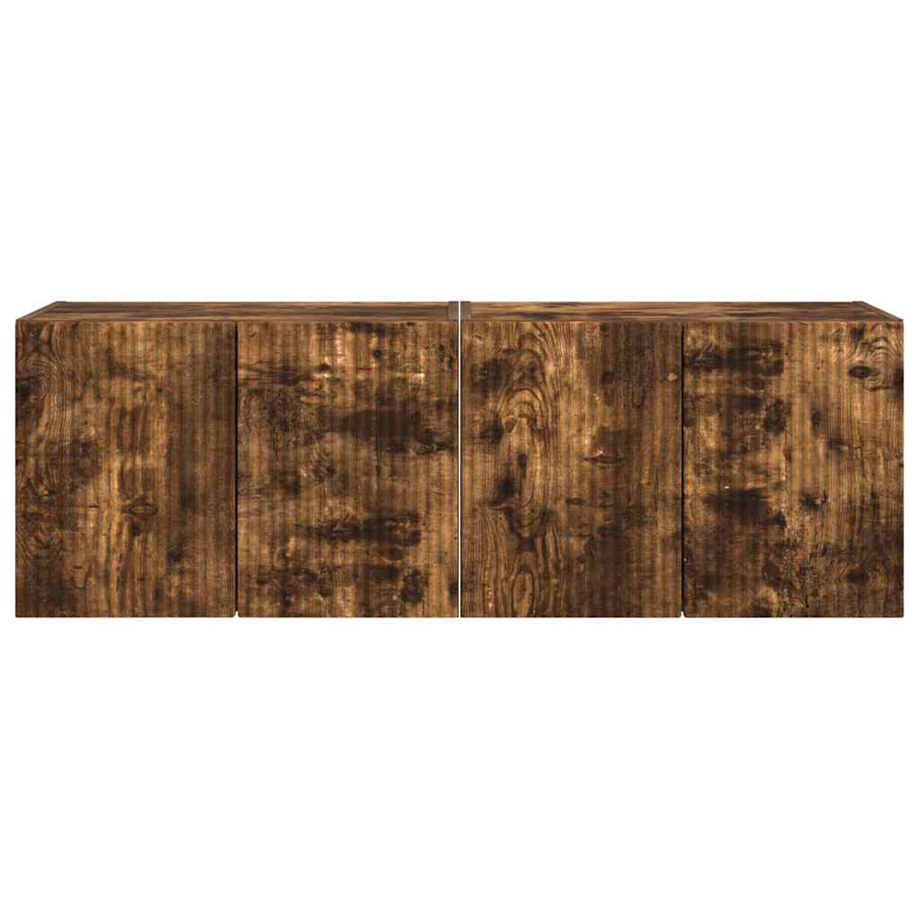 TV Vägghylla 2 pcs Rökt ek 59,5 x 31 x 40 cm Konstruerat trä
