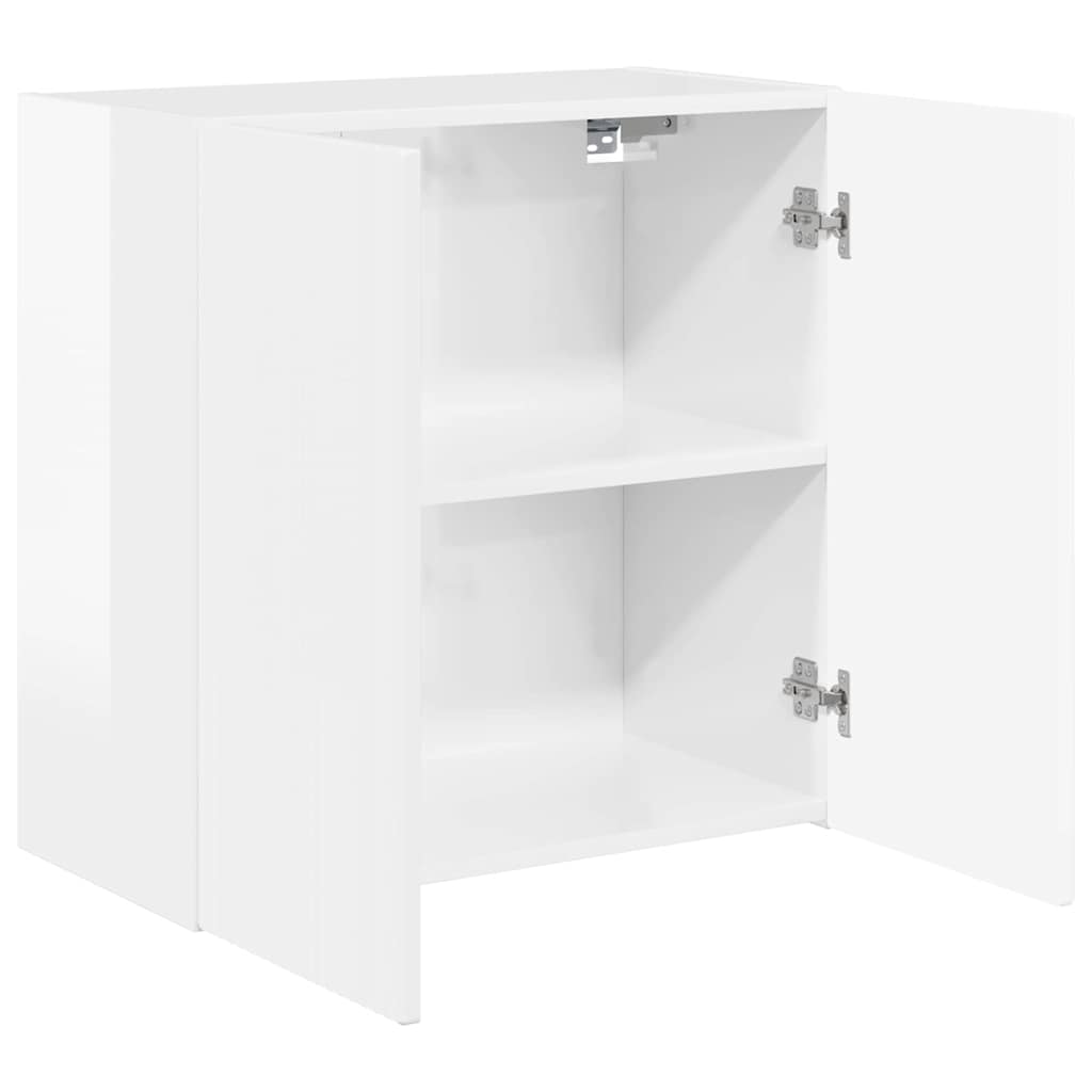 TV Vägghylla Högblanka vita 59,5 x 31 x 60 cm Konstruerat trä