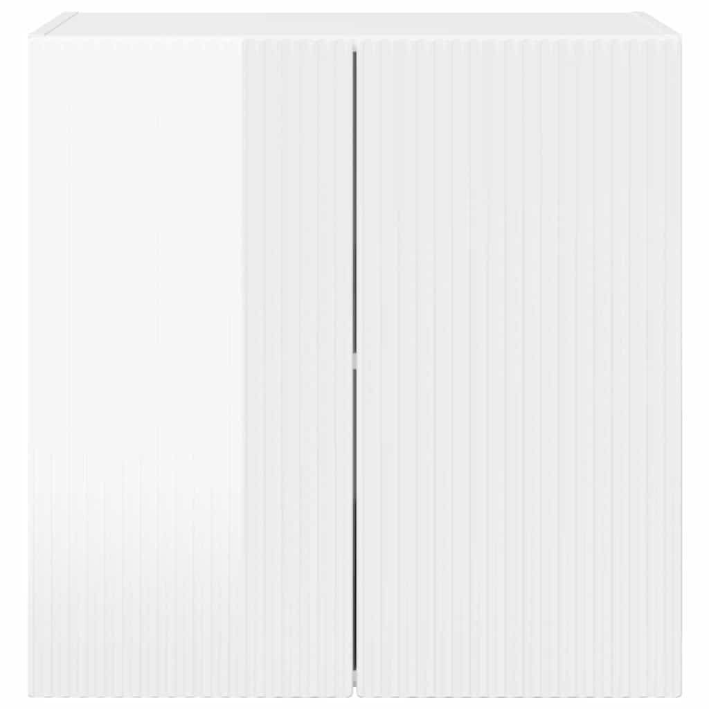 TV Vägghylla Högblanka vita 59,5 x 31 x 60 cm Konstruerat trä