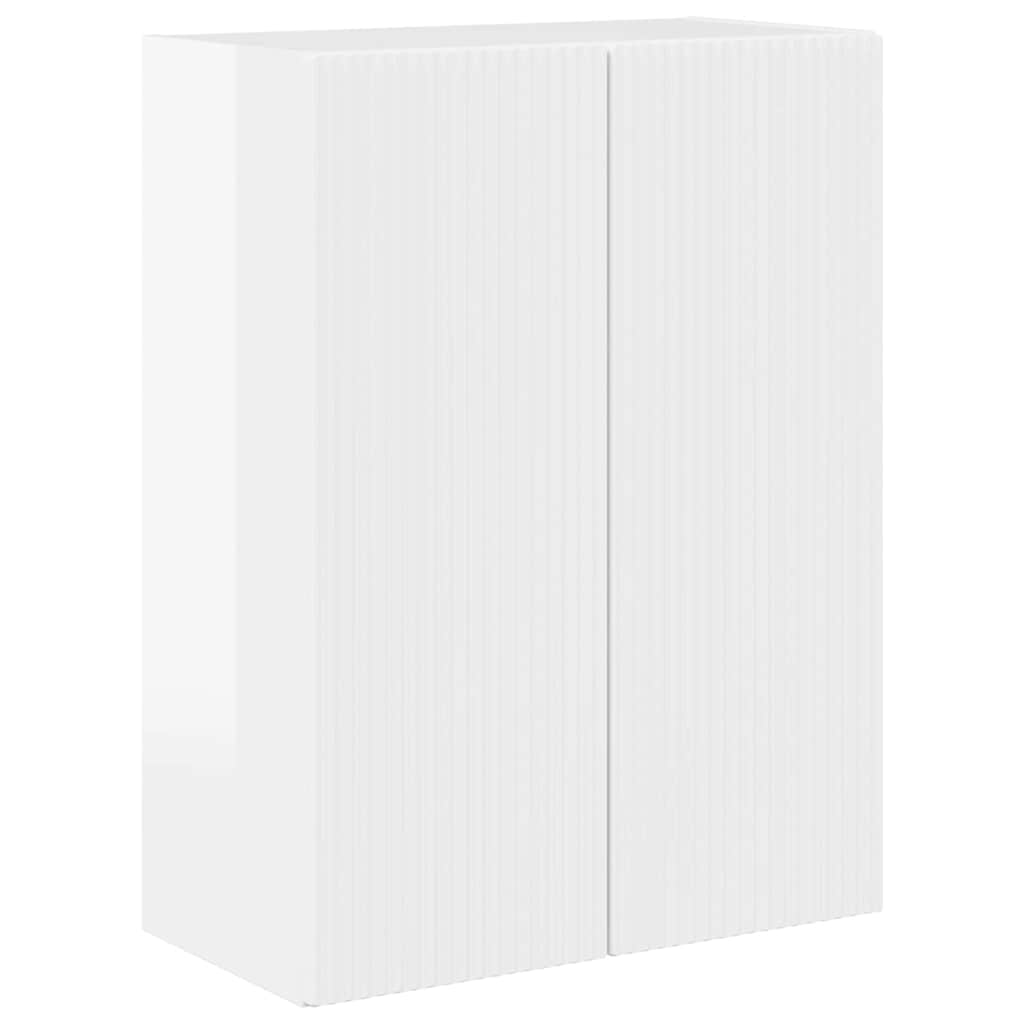 TV Vägghylla Högblanka vita 59,5 x 31 x 80 cm Konstruerat trä