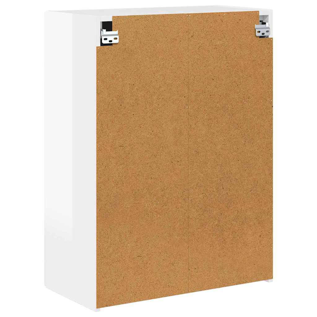 TV Vägghylla Högblanka vita 59,5 x 31 x 80 cm Konstruerat trä