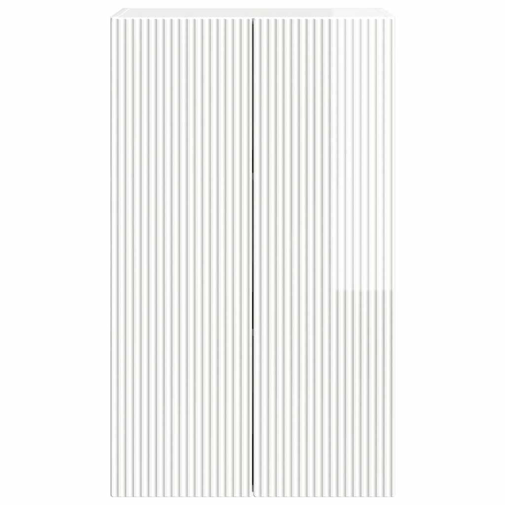 TV Vägghylla Högblanka vita 59,5 x 31 x 100 cm Konstruerat trä