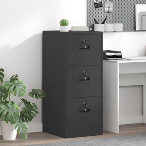 Arkivkåp med låda Svart 44 x 50 x 106.5 cm Kallvalsat Stål