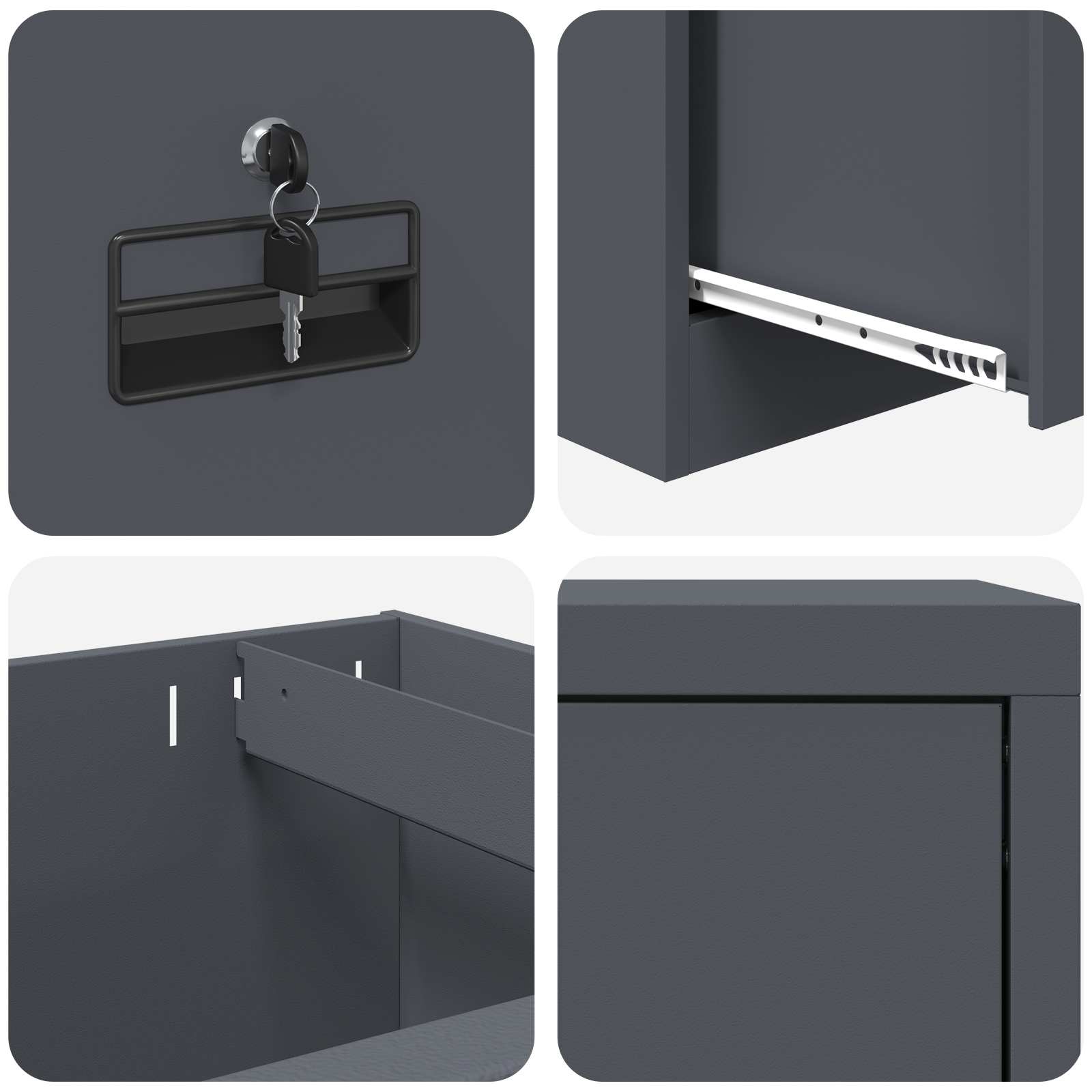 Arkivkåp med låda Antracit 44 x 50 x 106.5 cm Kallvalsat Stål