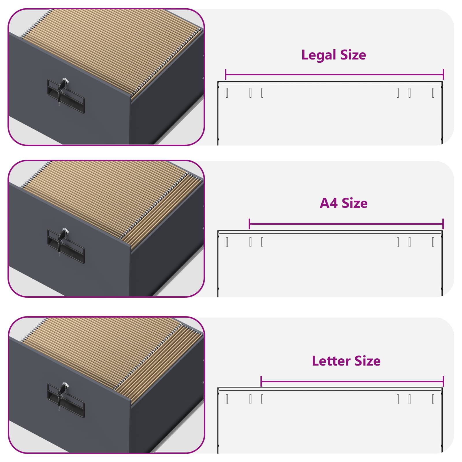 Arkivkåp med låda Antracit 44 x 50 x 106.5 cm Kallvalsat Stål