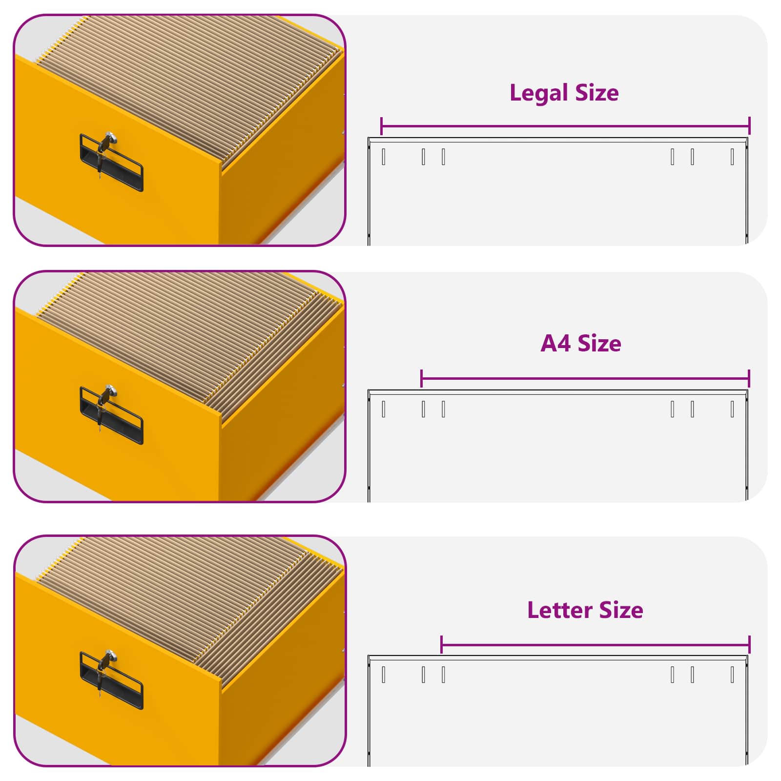 Arkivkåp med låda Senapsgul 44 x 50 x 106.5 cm Kallvalsat Stål