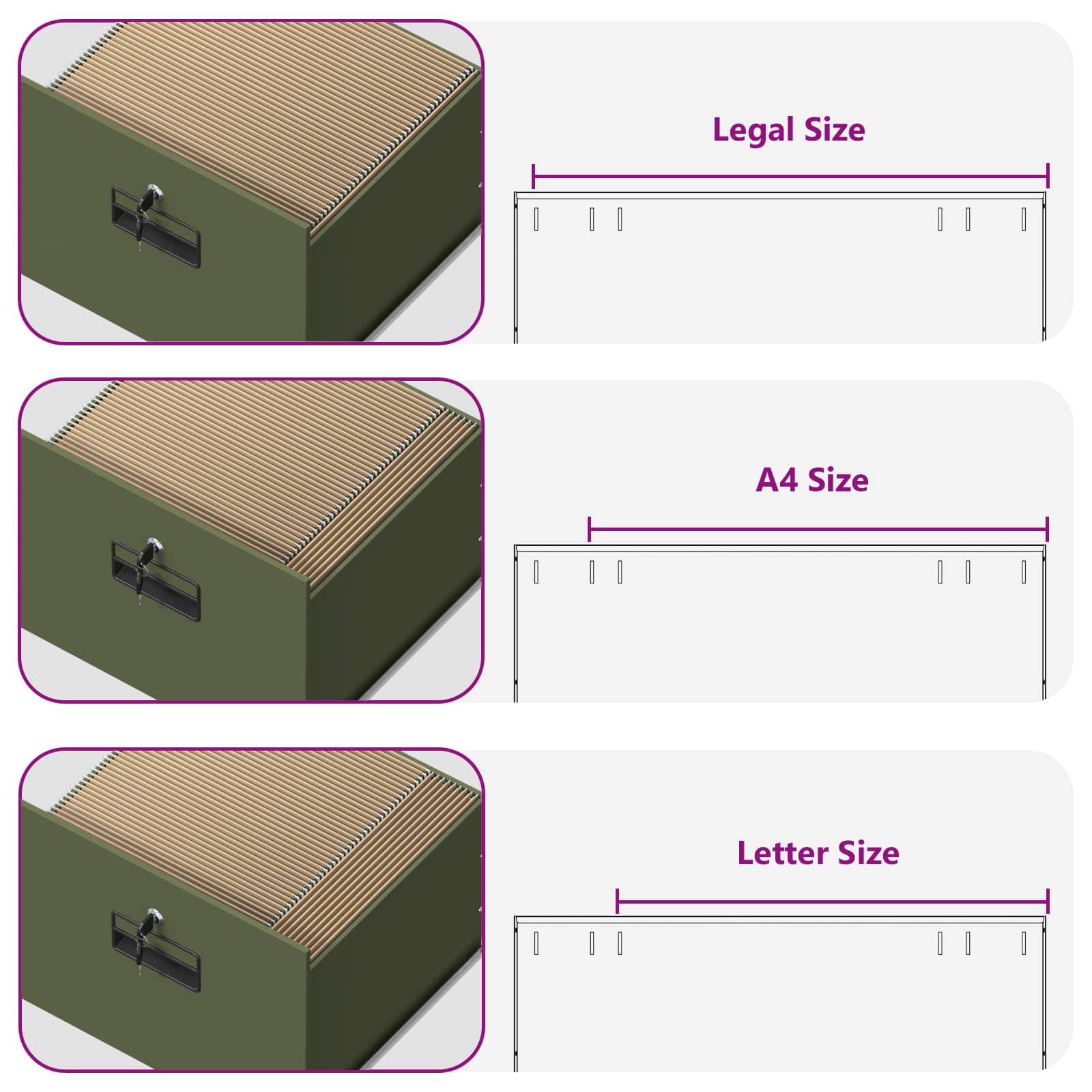 Arkivkåp med låda Olivgrön 44 x 50 x 106.5 cm Kallvalsat Stål