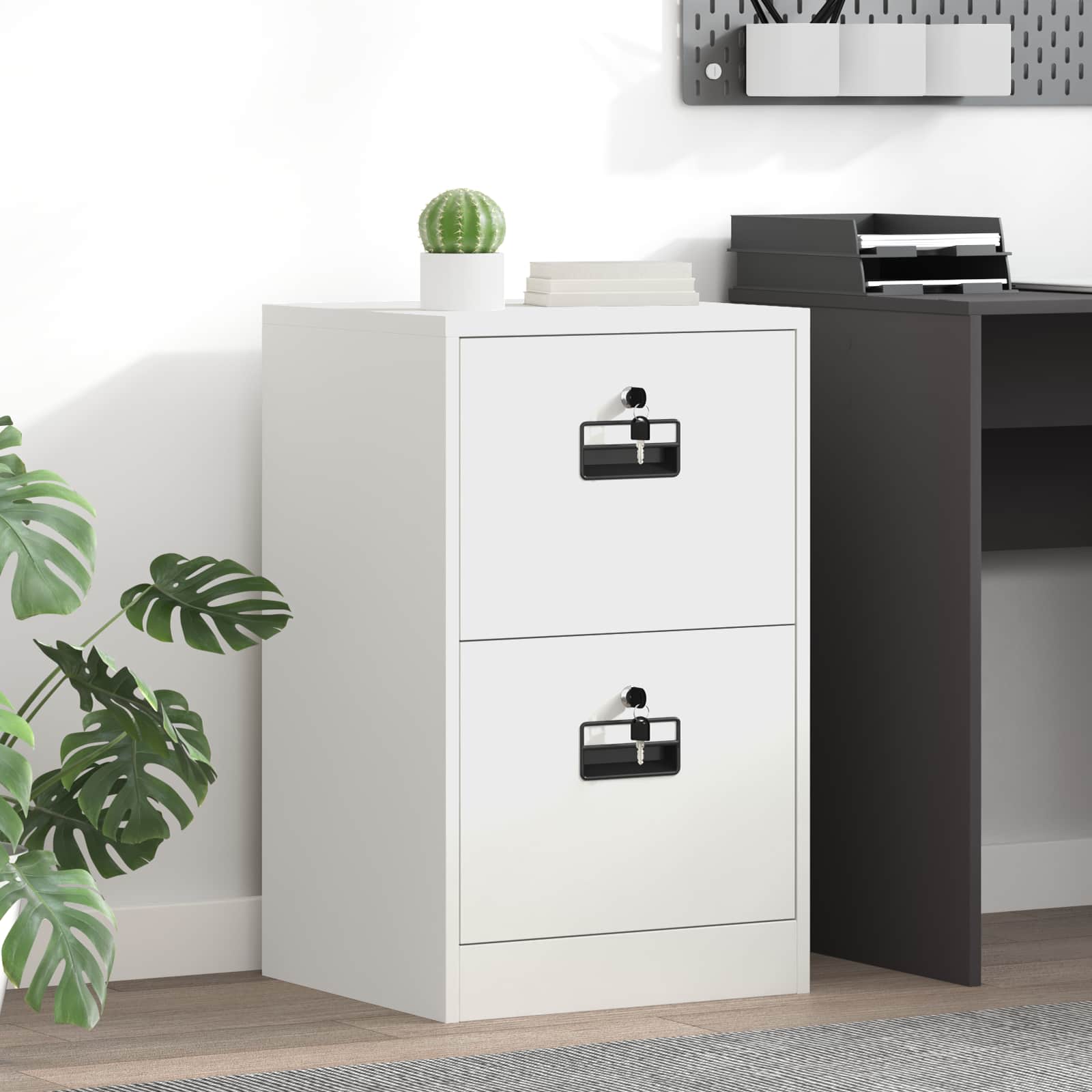 Arkivkåp med låda Vit 44 x 50 x 106.5 cm Kallvalsat Stål