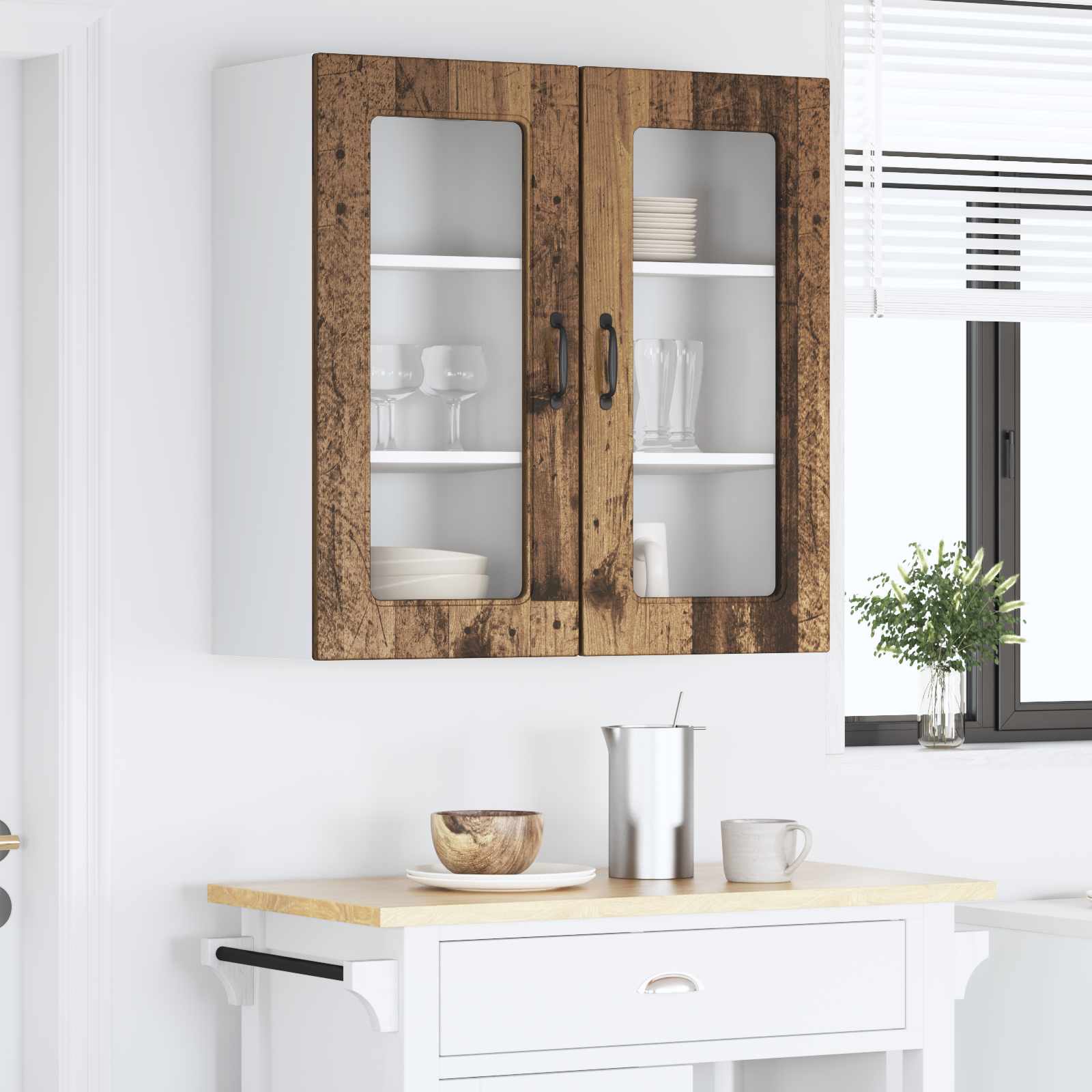 Köksskåp med lagring Kalmar 2 pcs Gammalt trä 40 x 31 x 80 cm