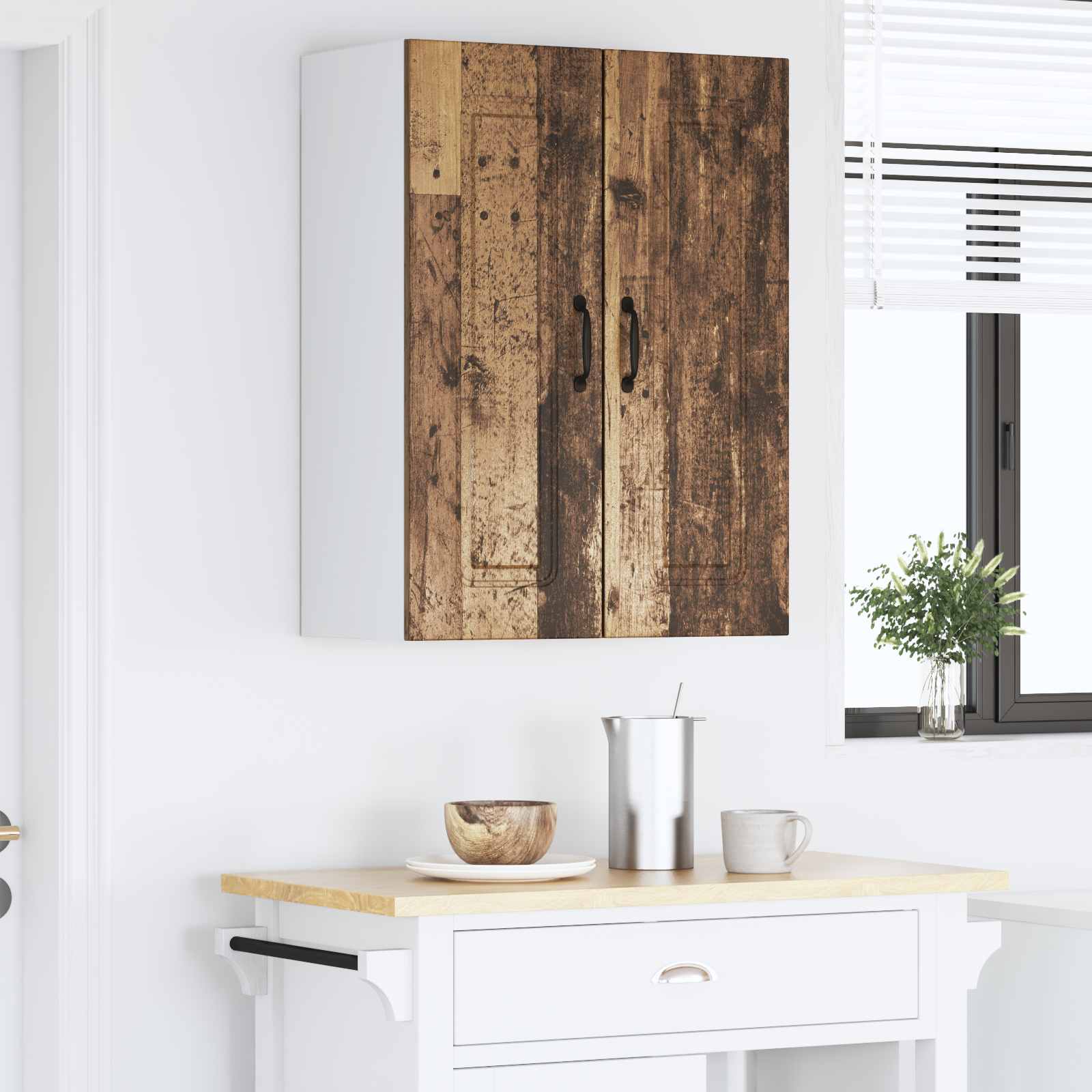 Köksskåp med lagring Kalmar 2 pcs Gammalt trä 30 x 31 x 80 cm