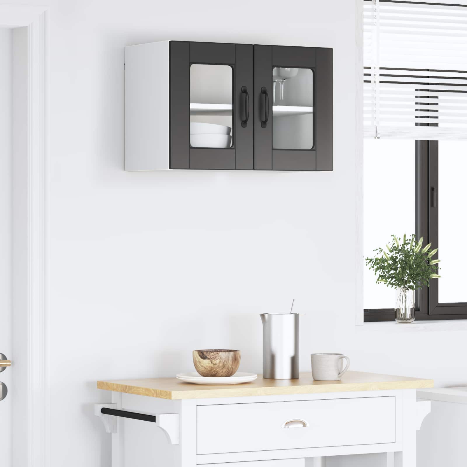 Köksskåp med hylla Svart 60 x 31 x 40 cm Konstruerat trä