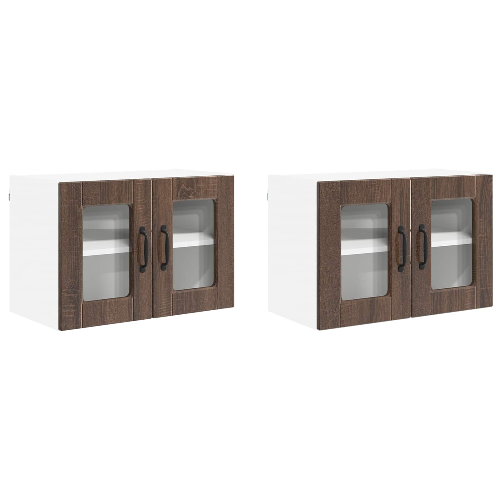 Köksskåp med dörr 2 pcs Brun Ek 60 x 31 x 40 cm Konstruerat trä