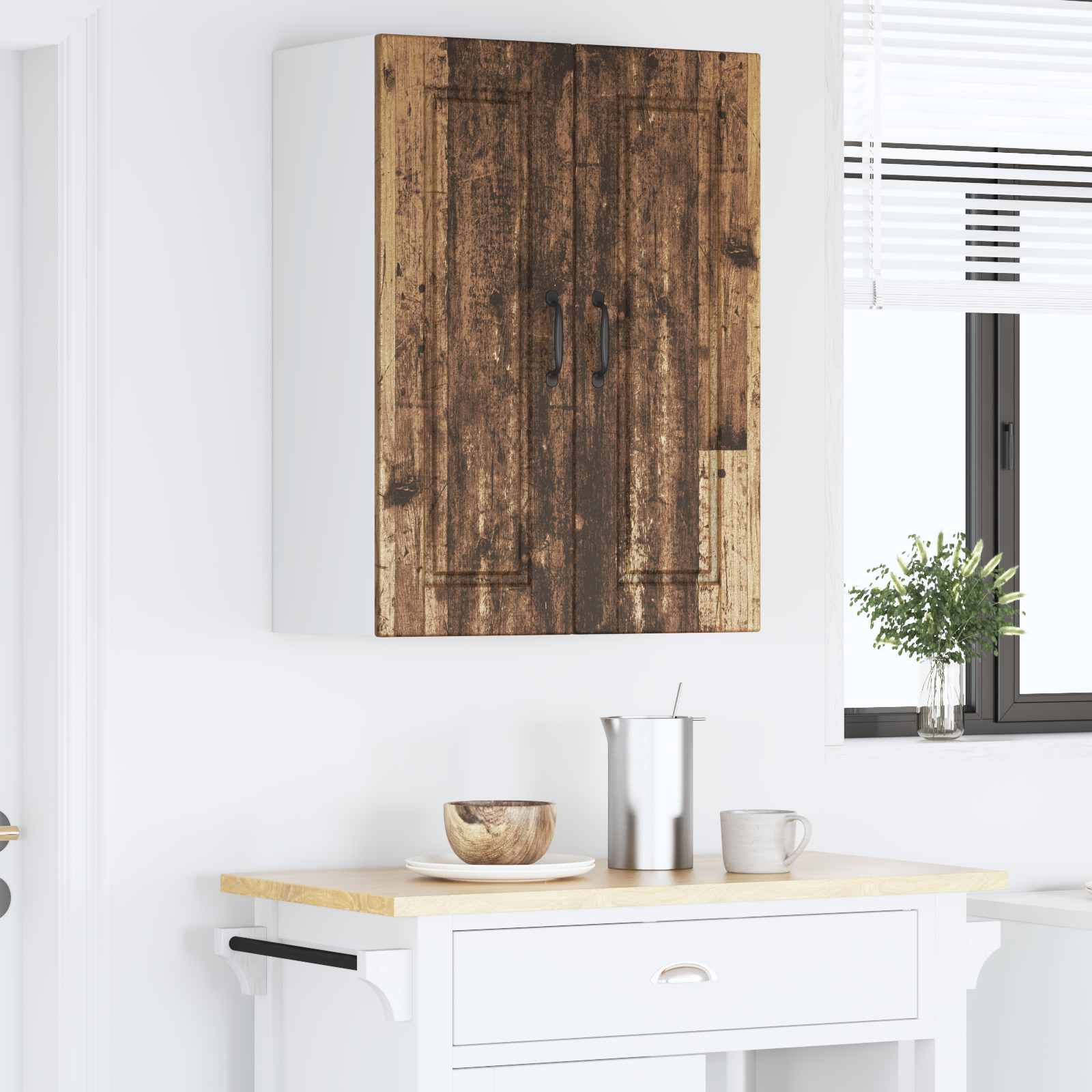 Köksskåp med hylla Gammalt trä 60 x 31 x 80 cm Konstruerat trä