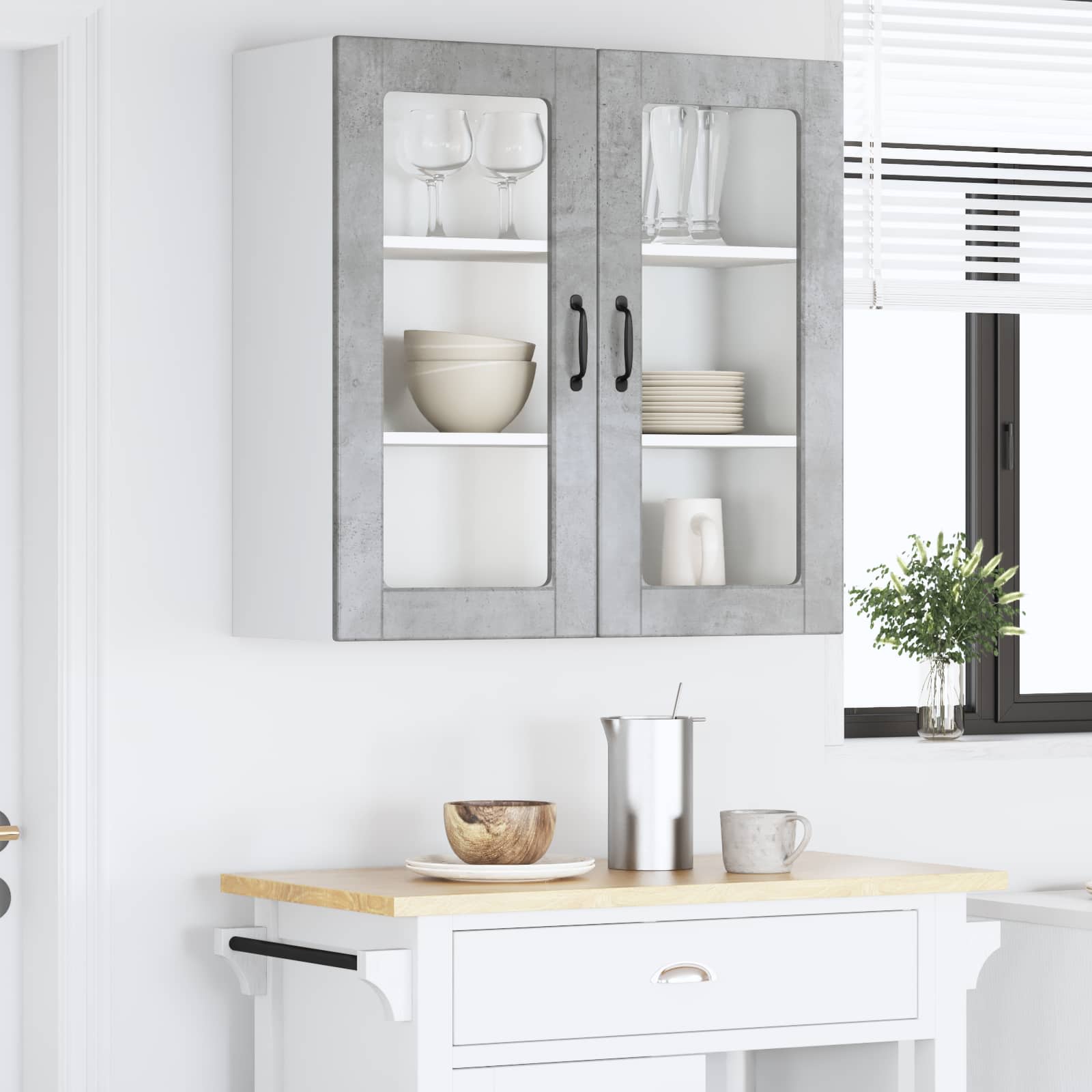 Köksskåp med hylla Betonggrå 80 x 31 x 80 cm Konstruerat trä