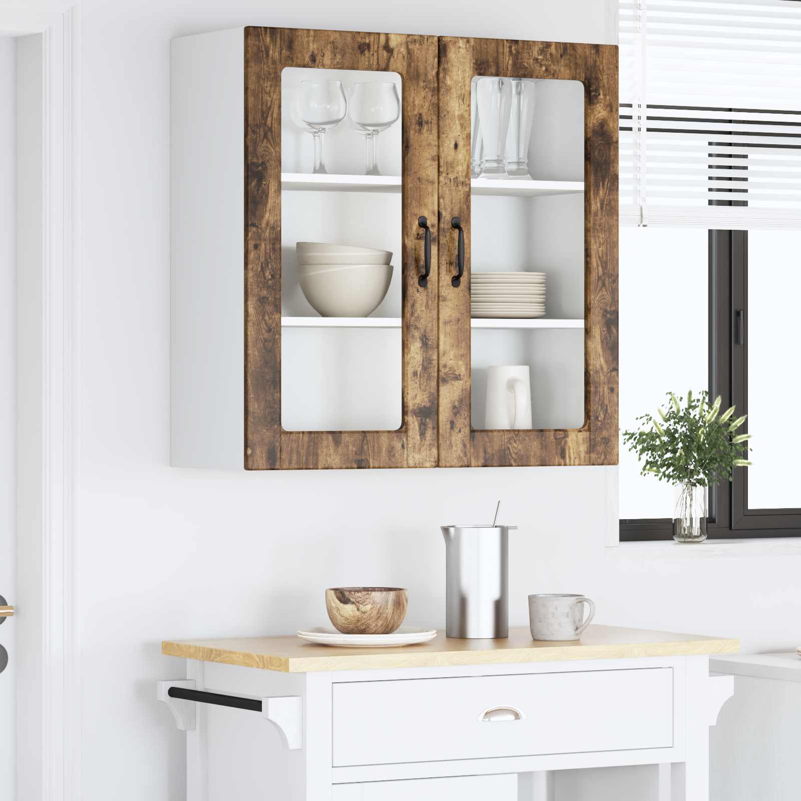 Köksskåp med hylla Rökt ek 80 x 31 x 80 cm Konstruerat trä