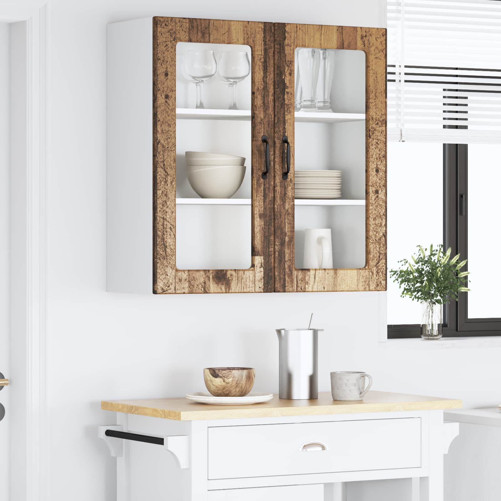 Köksskåp med hylla Gammalt trä 80 x 31 x 80 cm Konstruerat trä