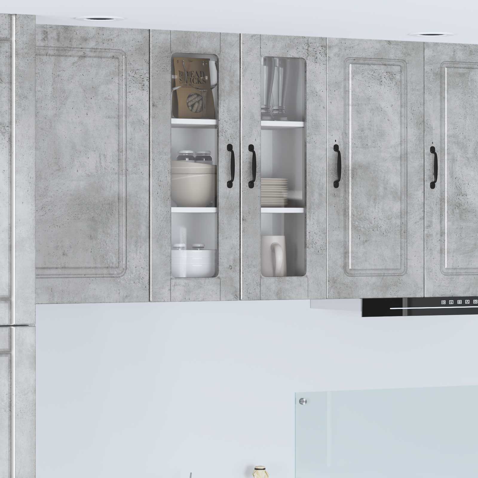 Köksskåp med hylla Betonggrå 60 x 31 x 80 cm Konstruerat trä