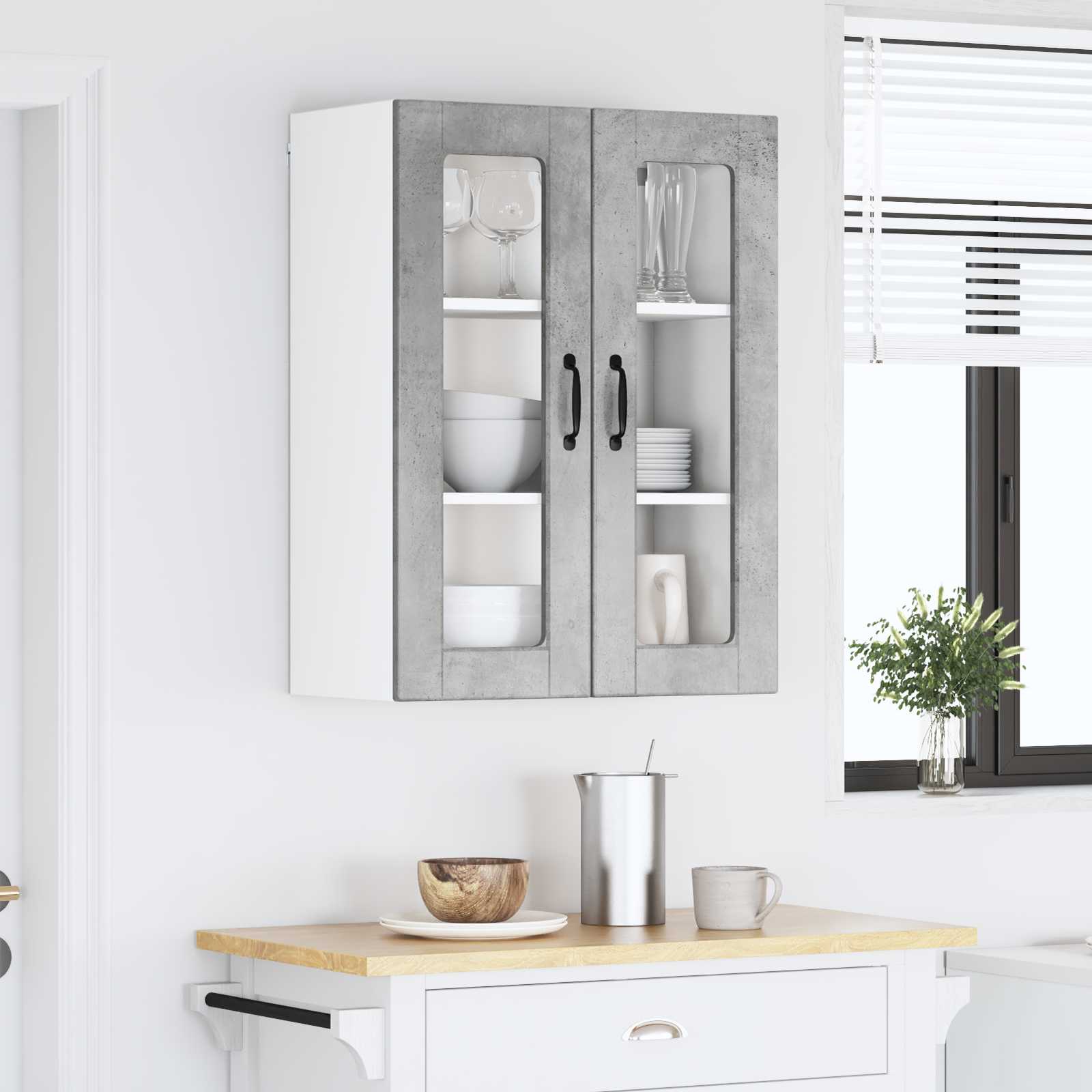 Köksskåp med hylla Betonggrå 60 x 31 x 80 cm Konstruerat trä