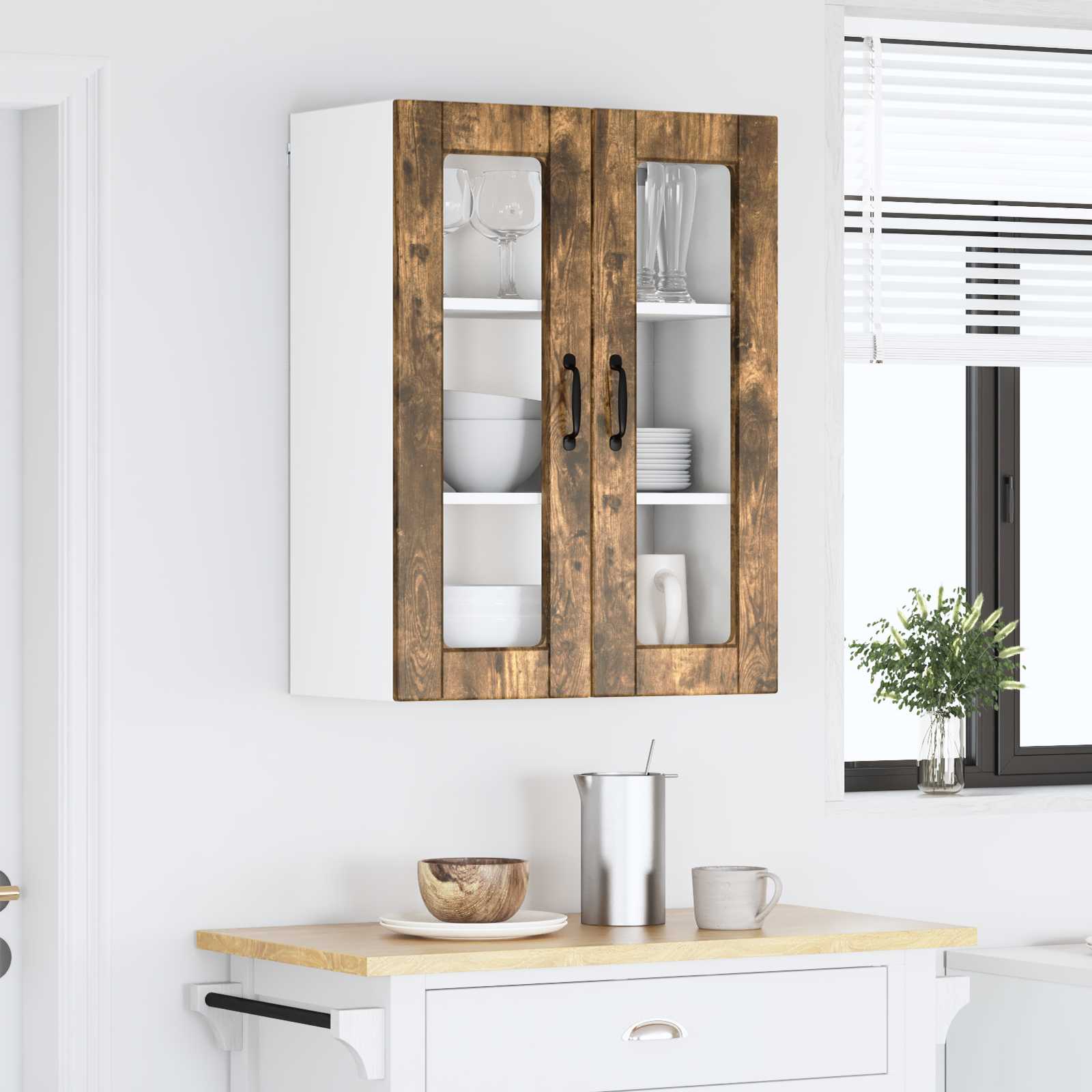 Köksskåp med hylla Rökt ek 60 x 31 x 80 cm Konstruerat trä