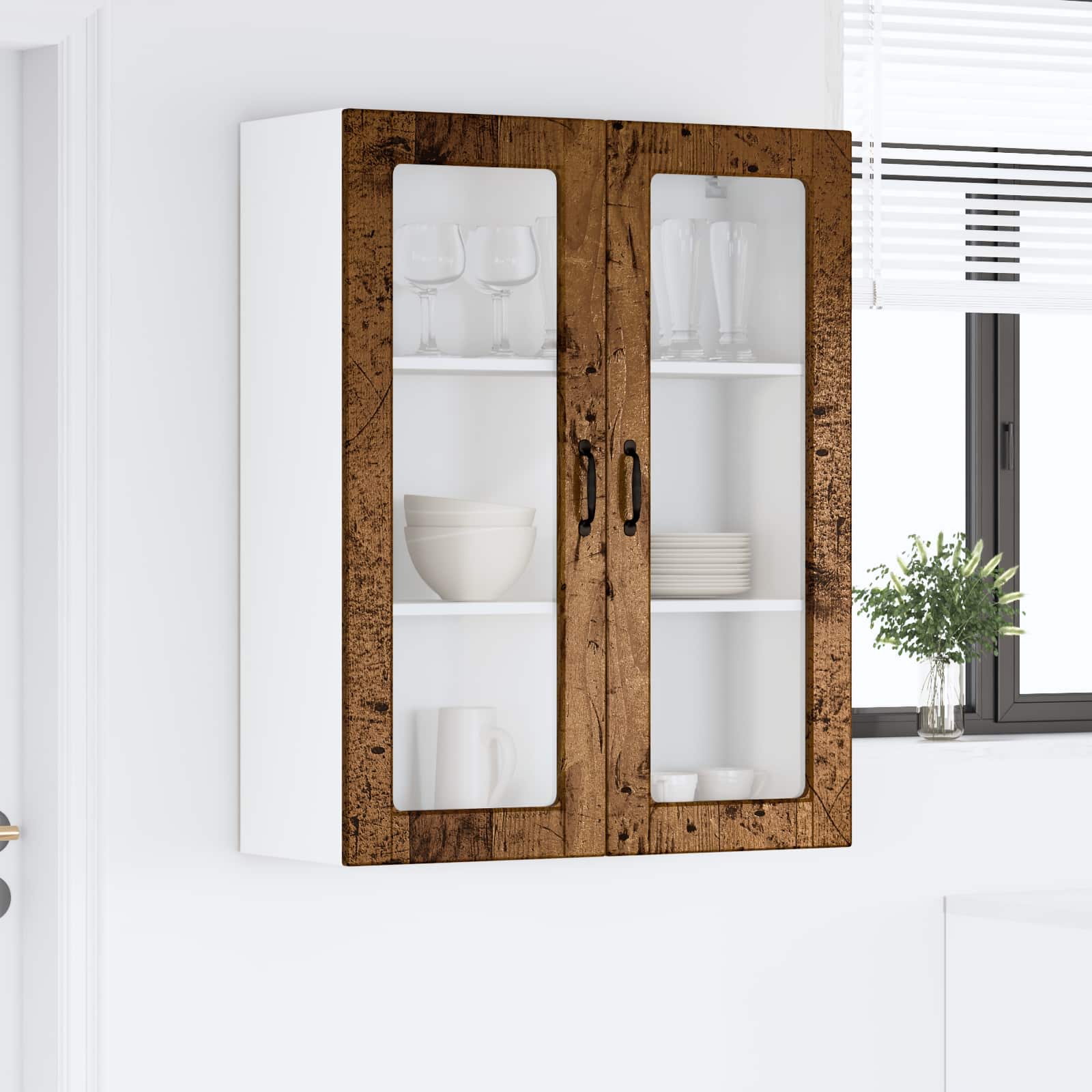 Köksskåp med hylla Gammalt trä 80 x 31 x 100 cm Konstruerat trä