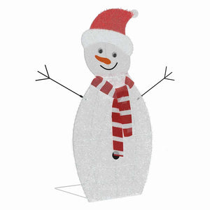 Belyst Snögubbe Familj 3 pcs Varmvit Polyester