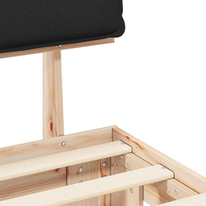 Sängram med Klädd Huvudgavel Svart 200 x 200 cm Massiv furu