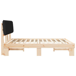 Sängram med Klädd Huvudgavel Svart 200 x 200 cm Massiv furu