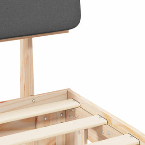 Sängram med Klädd Huvudgavel Mörkgrå 200 x 200 cm Massiv furu