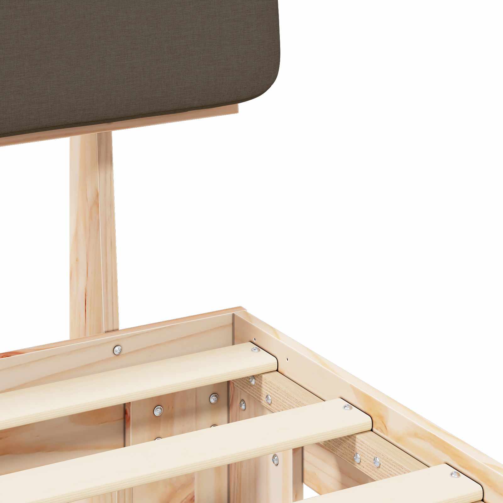 Sängram med Klädd Huvudgavel Taupe 180 x 200 cm Massiv furu