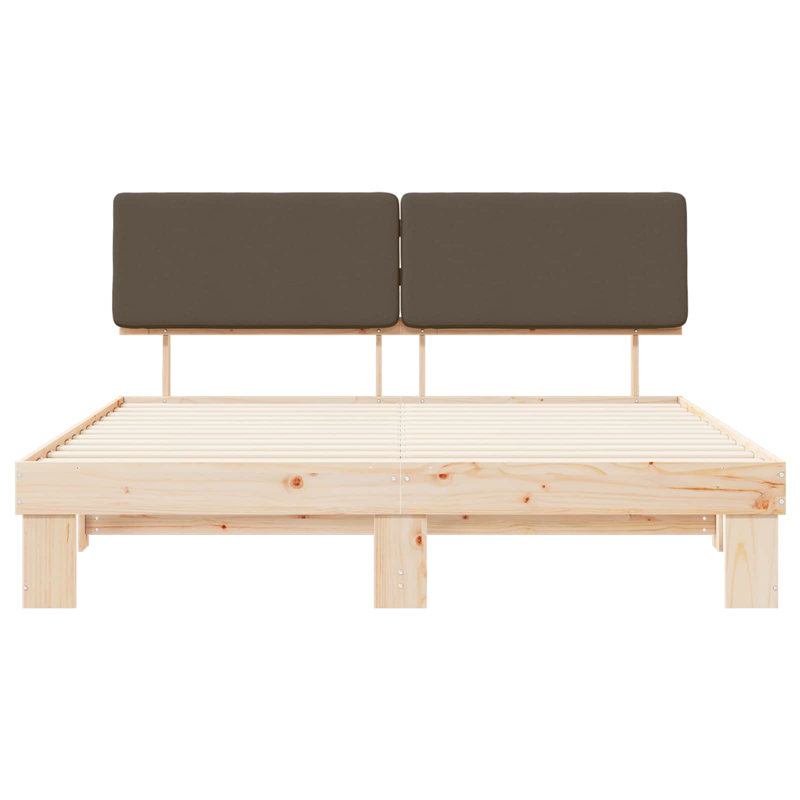 Sängram med Klädd Huvudgavel Taupe 180 x 200 cm Massiv furu