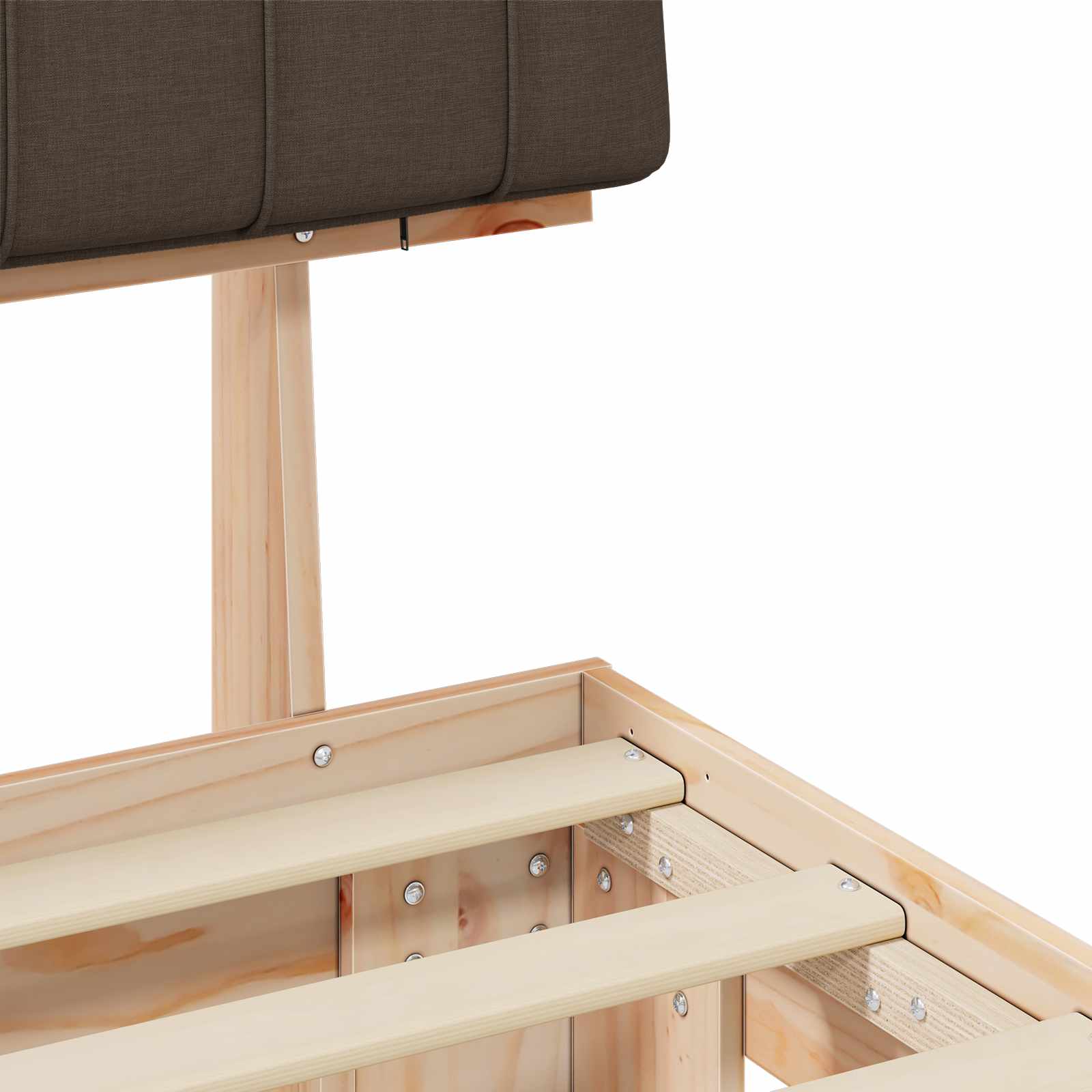 Sängram med Klädd Huvudgavel Taupe 200 x 200 cm Massiv furu