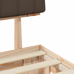 Sängram med Klädd Huvudgavel Taupe 200 x 200 cm Massiv furu