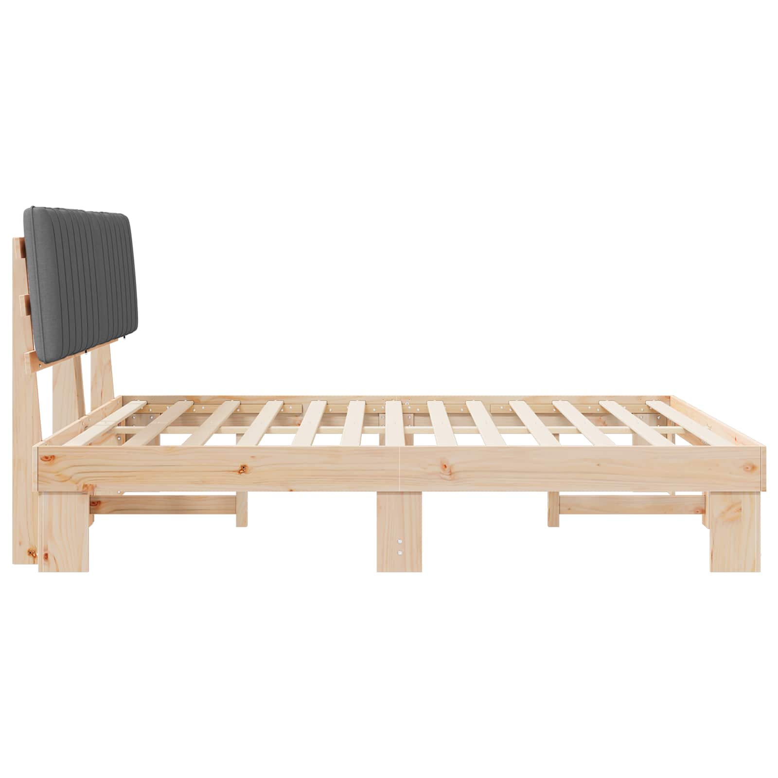 Sängram med Klädd Huvudgavel Ljusgrå 180 x 200 cm Massiv furu