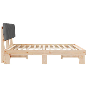 Sängram med Klädd Huvudgavel Ljusgrå 180 x 200 cm Massiv furu