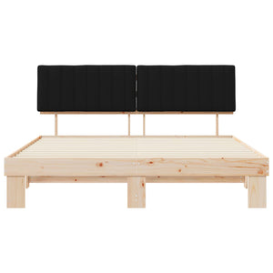 Sängram med Klädd Huvudgavel Svart 180 x 200 cm Massiv furu