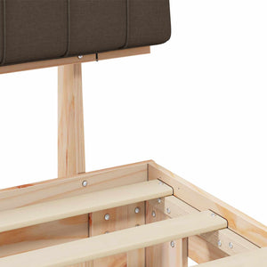 Sängram med Klädd Huvudgavel Taupe 180 x 200 cm Massiv furu