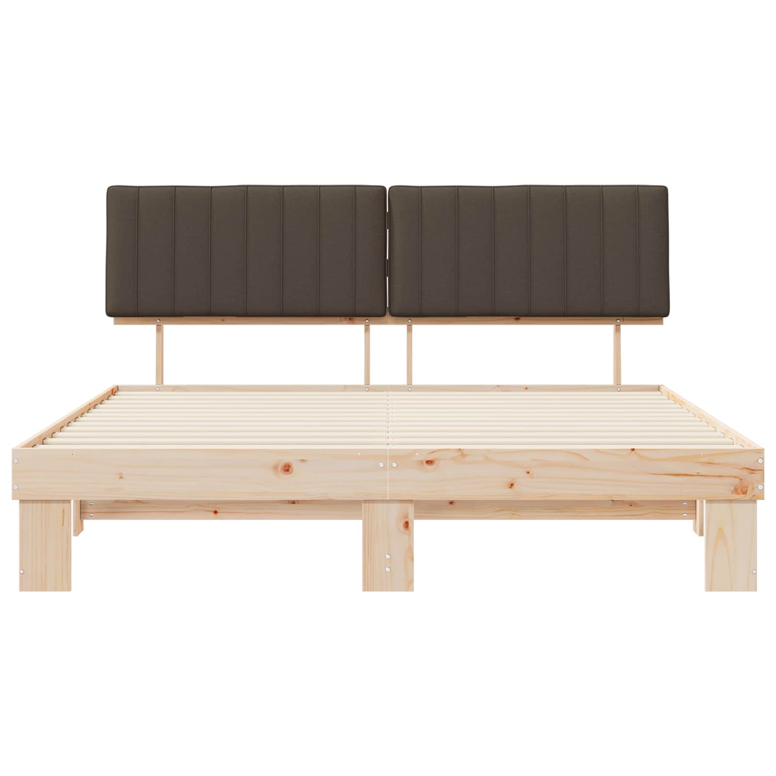 Sängram med Klädd Huvudgavel Taupe 180 x 200 cm Massiv furu