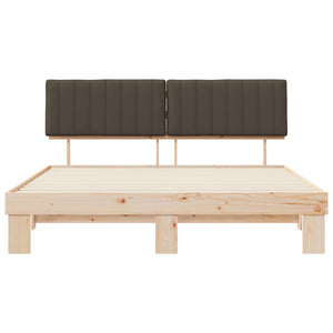 Sängram med Klädd Huvudgavel Taupe 180 x 200 cm Massiv furu