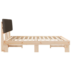 Sängram med Klädd Huvudgavel Taupe 180 x 200 cm Massiv furu