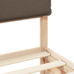 Sängram med Klädd Huvudgavel Taupe 200 x 200 cm Massiv furu
