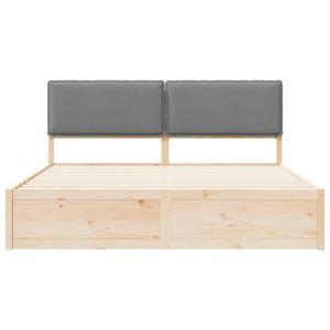 Sängram med Klädd Huvudgavel Ljusgrå 180 x 200 cm Massiv furu