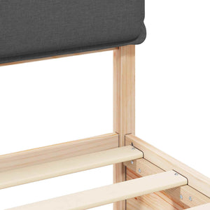 Sängram med Klädd Huvudgavel Mörkgrå 180 x 200 cm Massiv furu